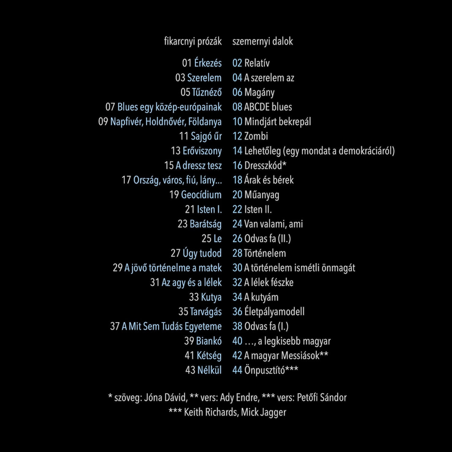 Berta Zsolt: és így tovább setlist